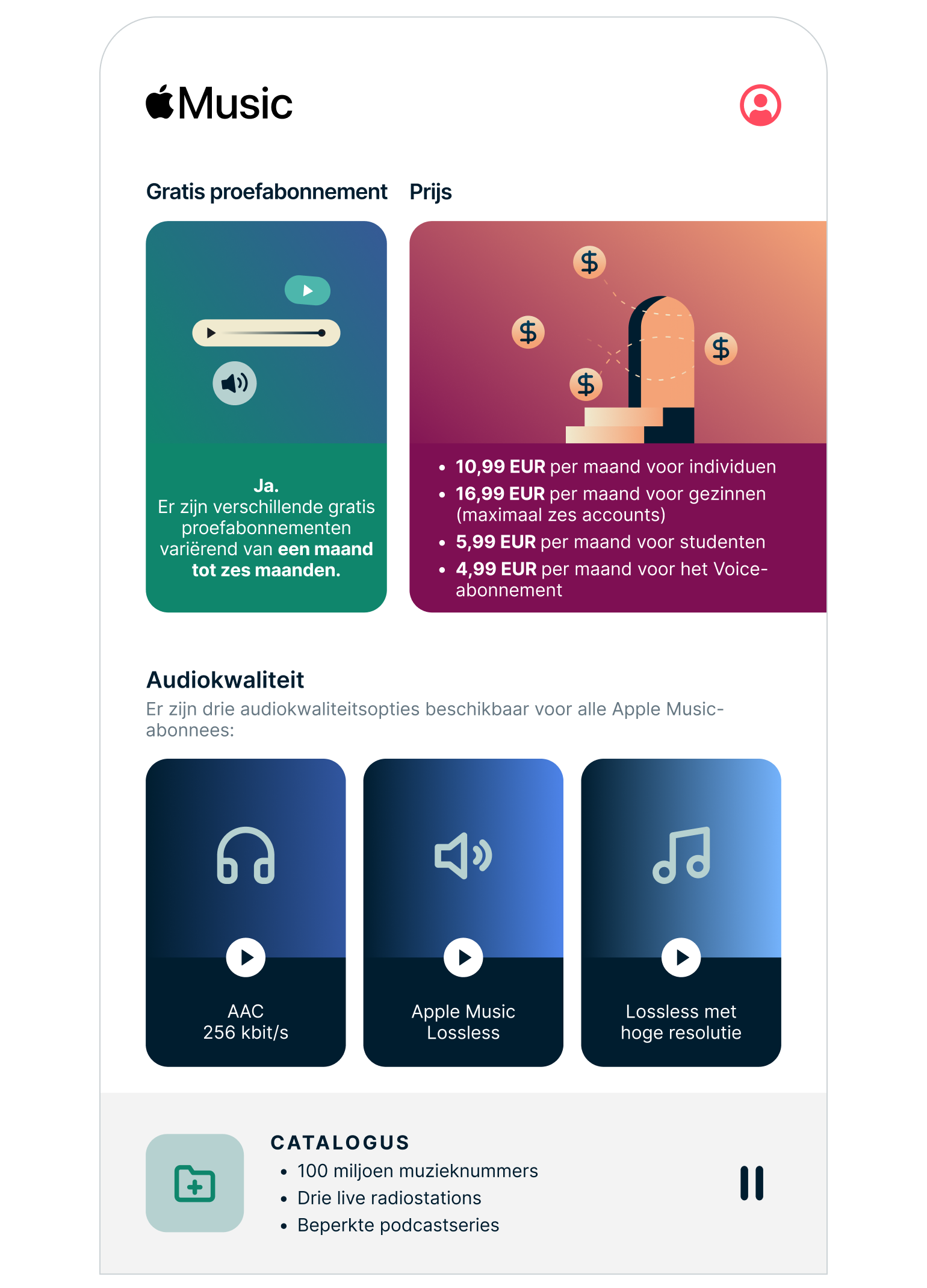 Online muziek luisteren met Apple Music, ter vergelijking