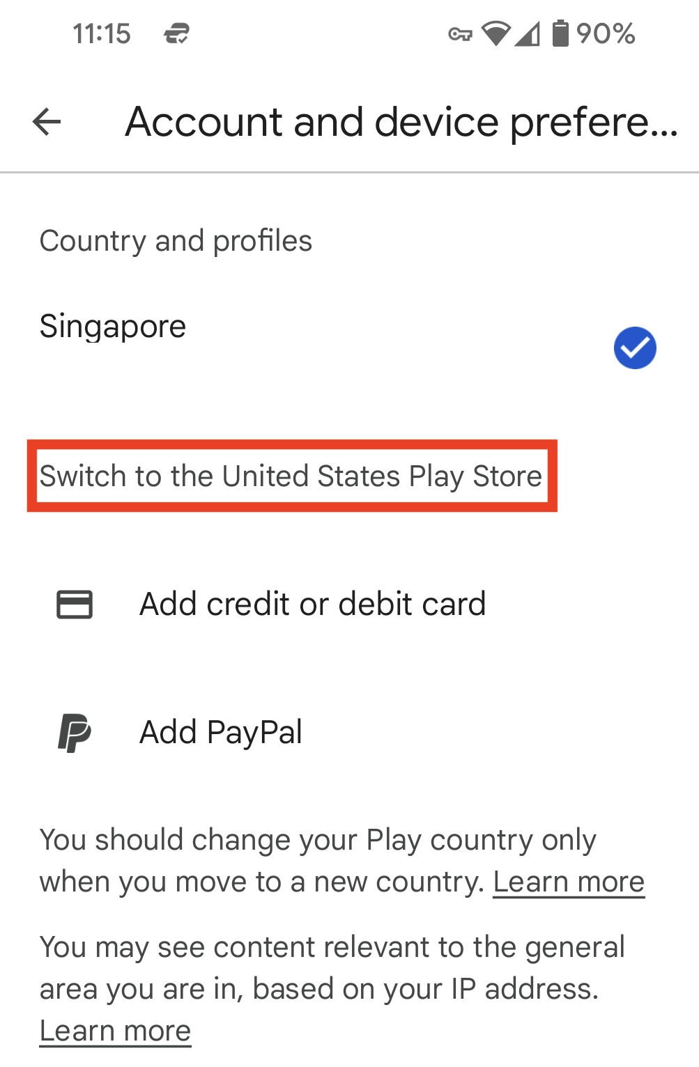 Hoe Google Play-land wijzigen met een VPN op Android