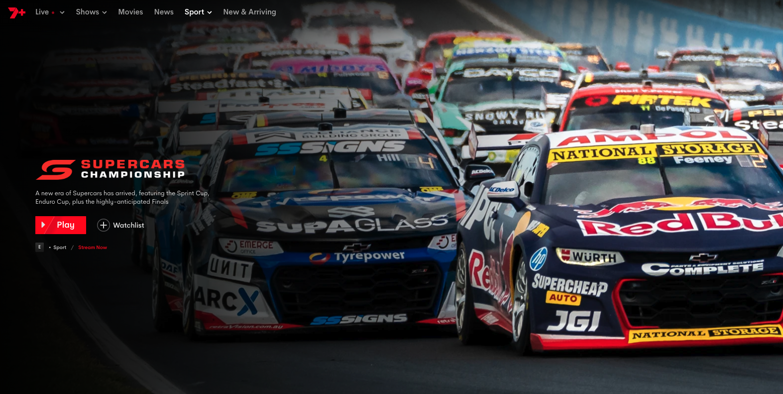 Screenshot of Supercars Championship on 7plus