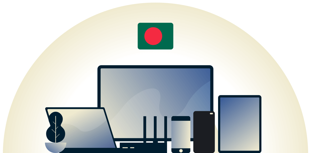 VPN pour le Bangladesh protégeant une variété de dispositifs.