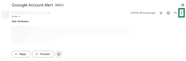 Where to find the dropdown menu to report phishing in Gmail.