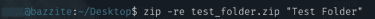 Linux terminal command to zip files.